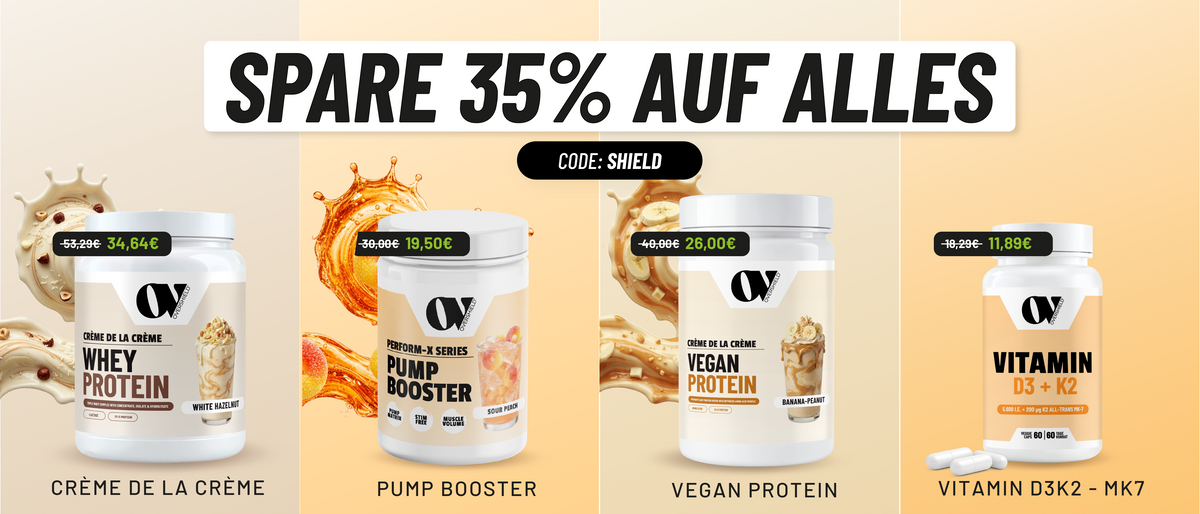 Supplement Dose auf orangenem Hintergrund mit einer großen 2 farbigen Kapsel